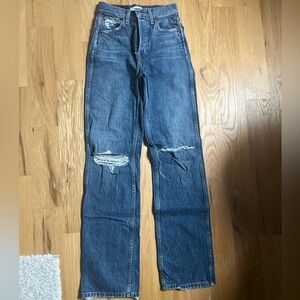 Re/Done Blue Straight-Leg Distressed Jeans